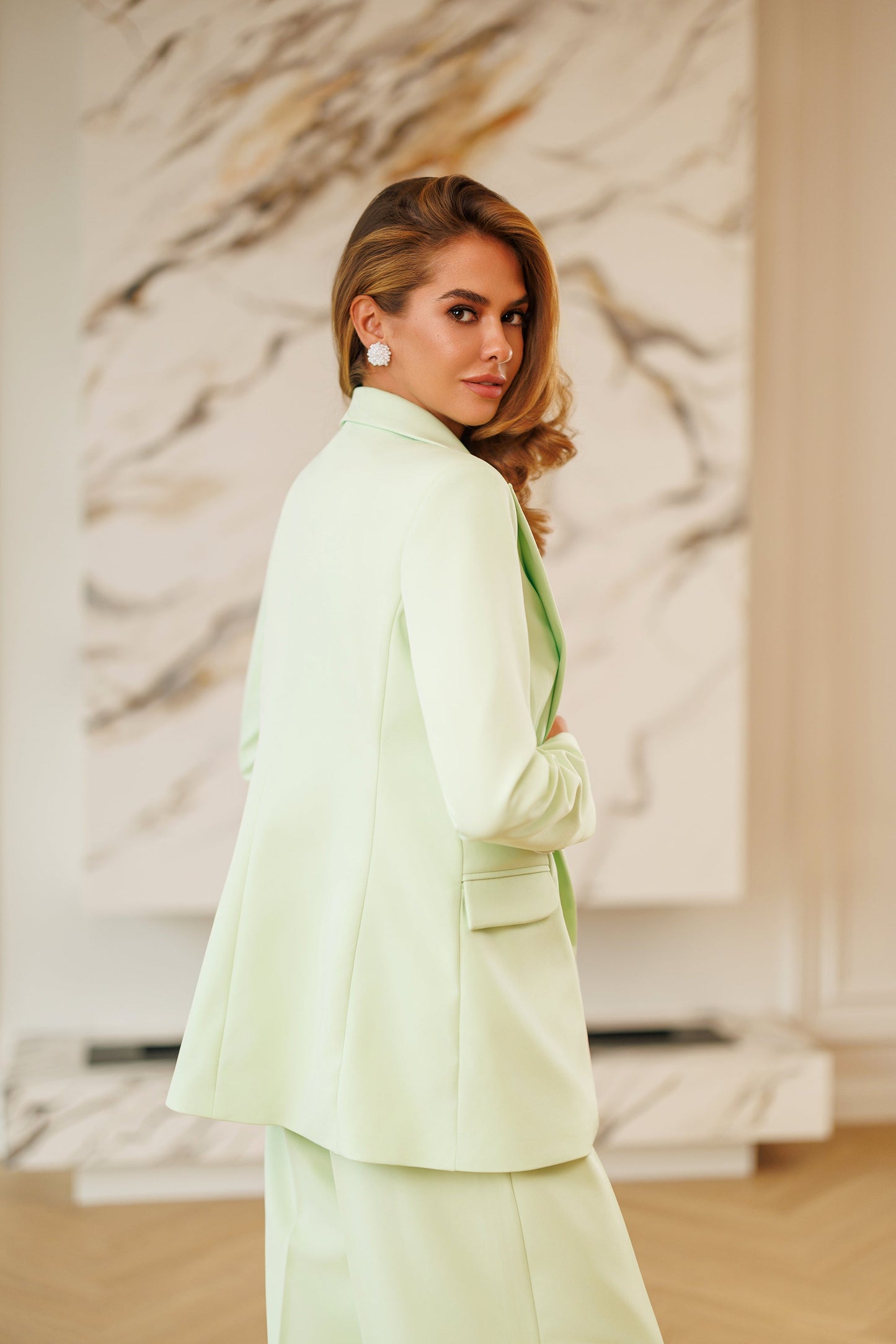 Selene Olive Single-Breasted Relaxed-Fit Suit 2-Piece