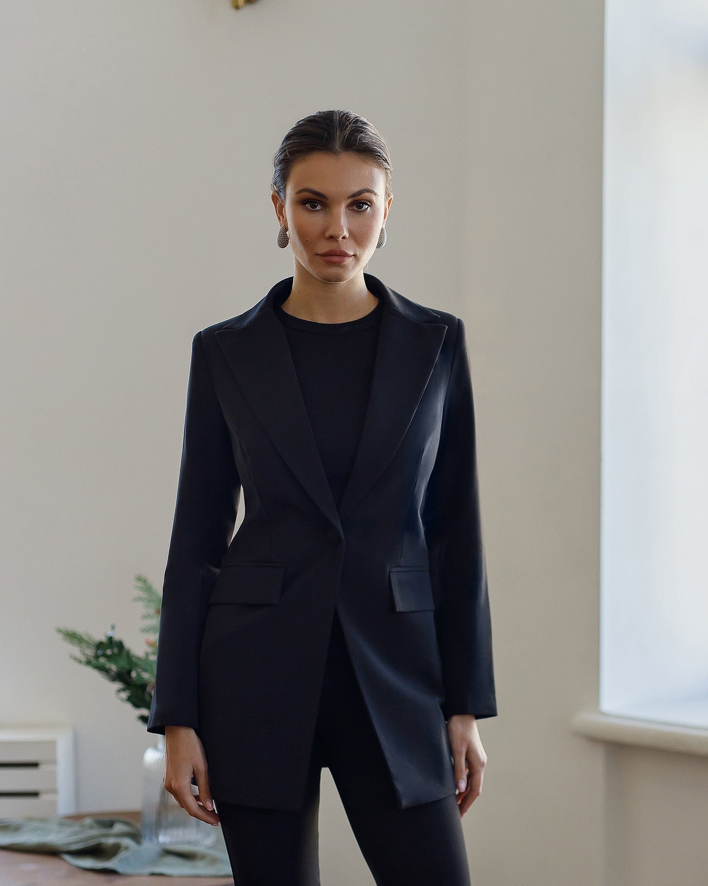 Monica Black Single-Breasted Suit 2-Piece