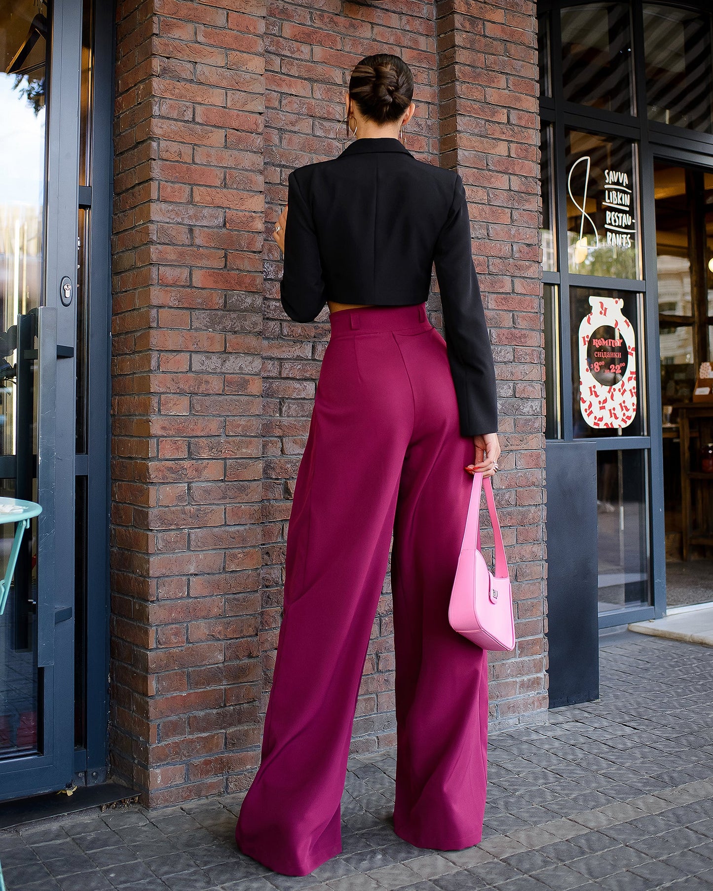 Bordeaux High Waist Fitted Palazzo Pants