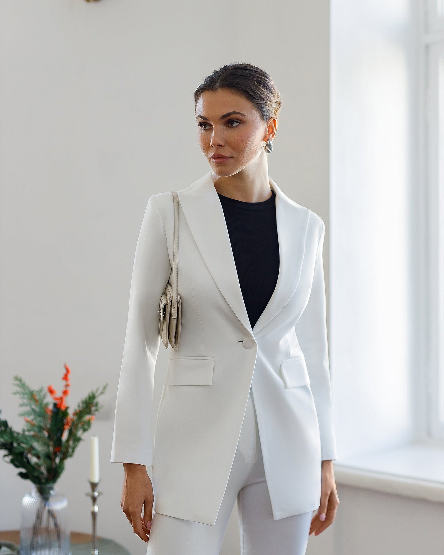 Monica White Single-Breasted Suit 2-Piece