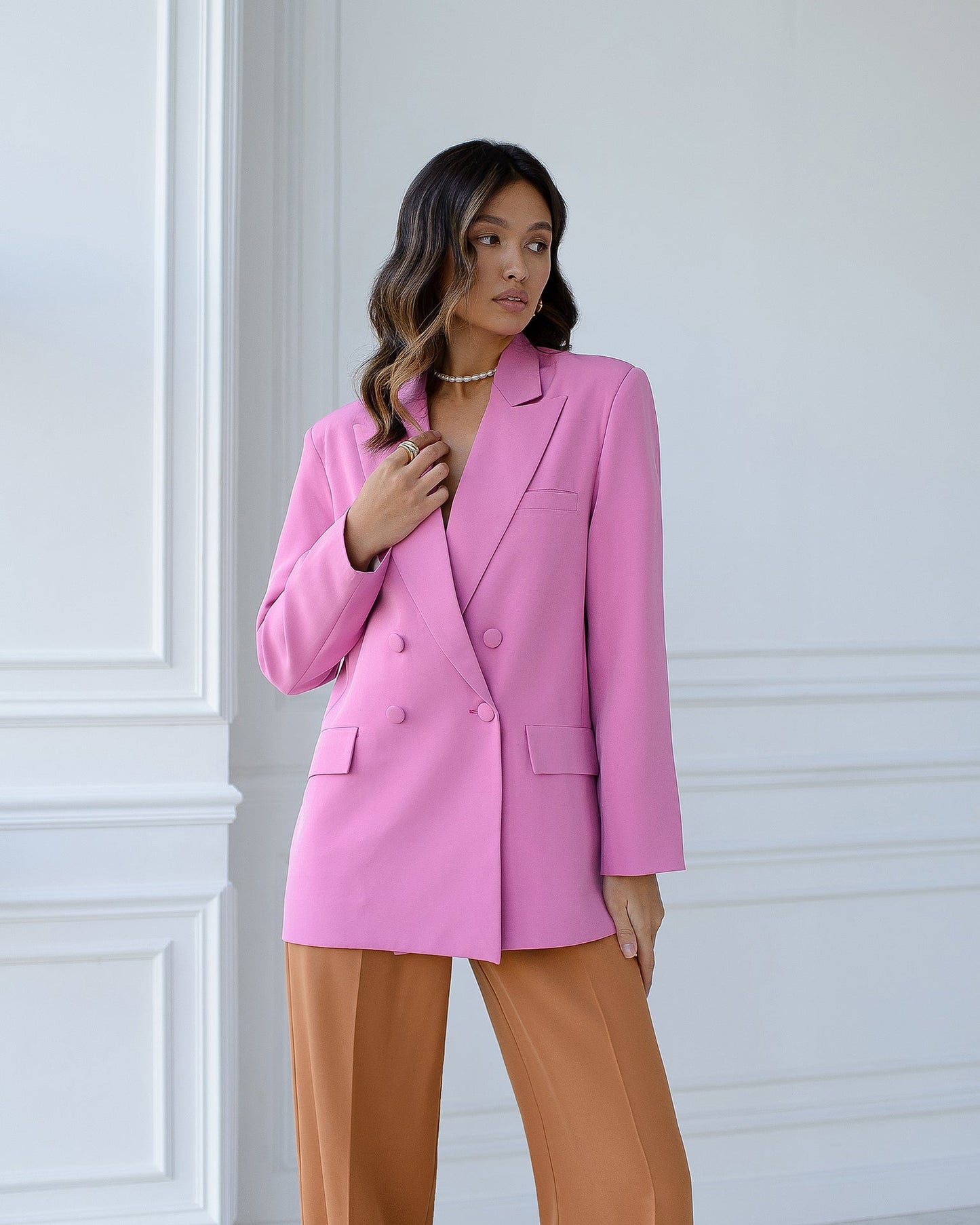 Monika Dusty-Pink Double-Breasted Blazer