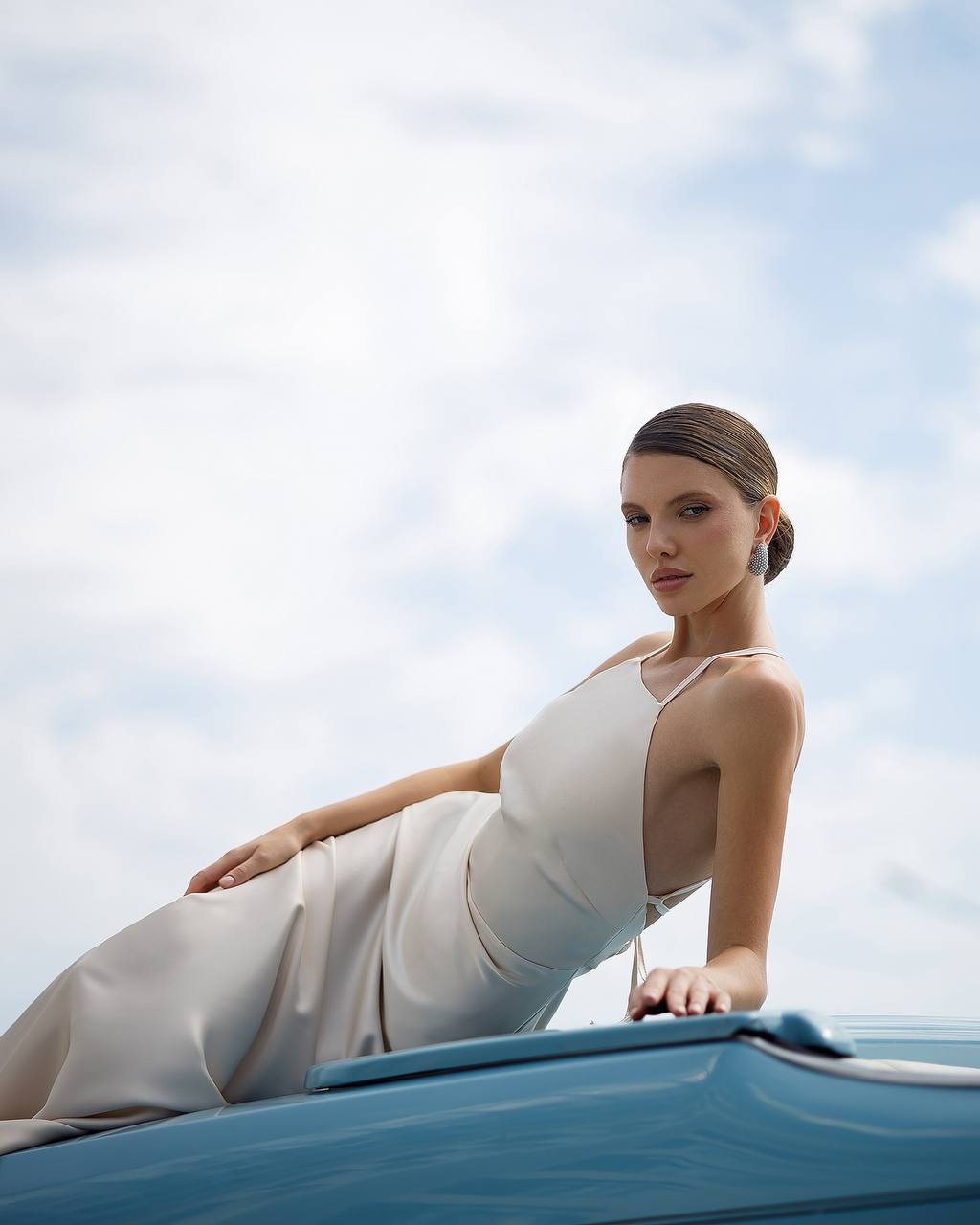 Timeless Elegance Backless Maxi Satin Gown in Cream