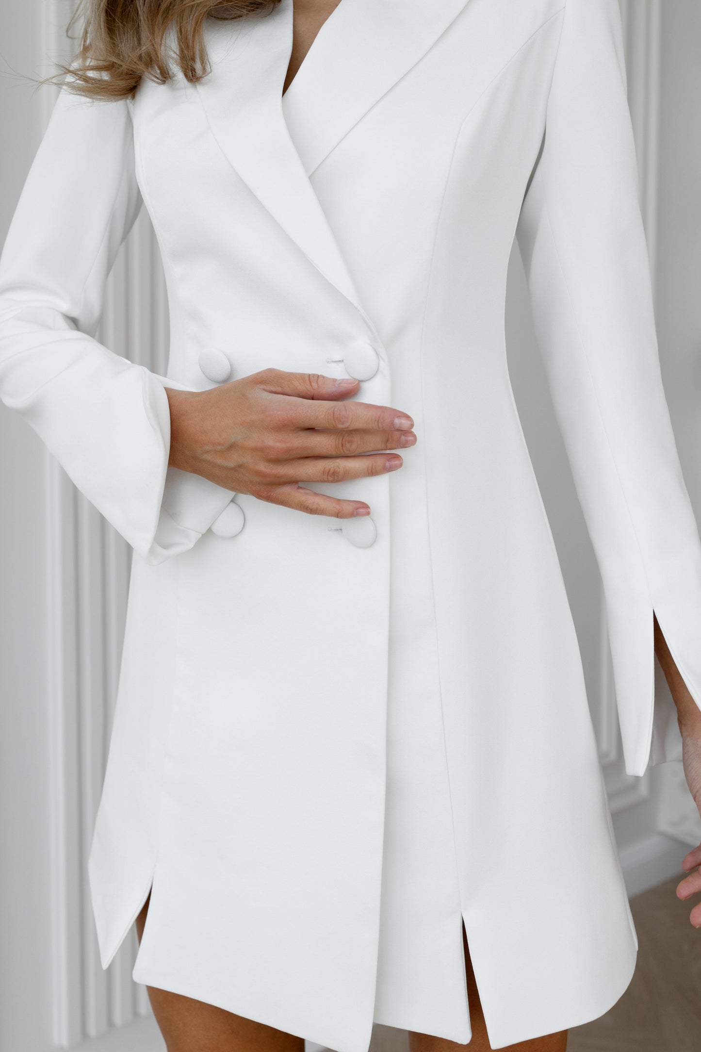 Alexa White Double Breasted Blazer Dress
