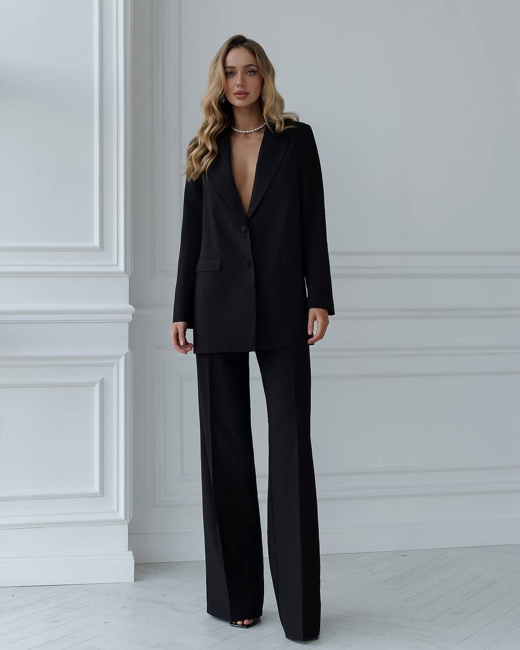 Black Wide-Leg Suit 2-Piece