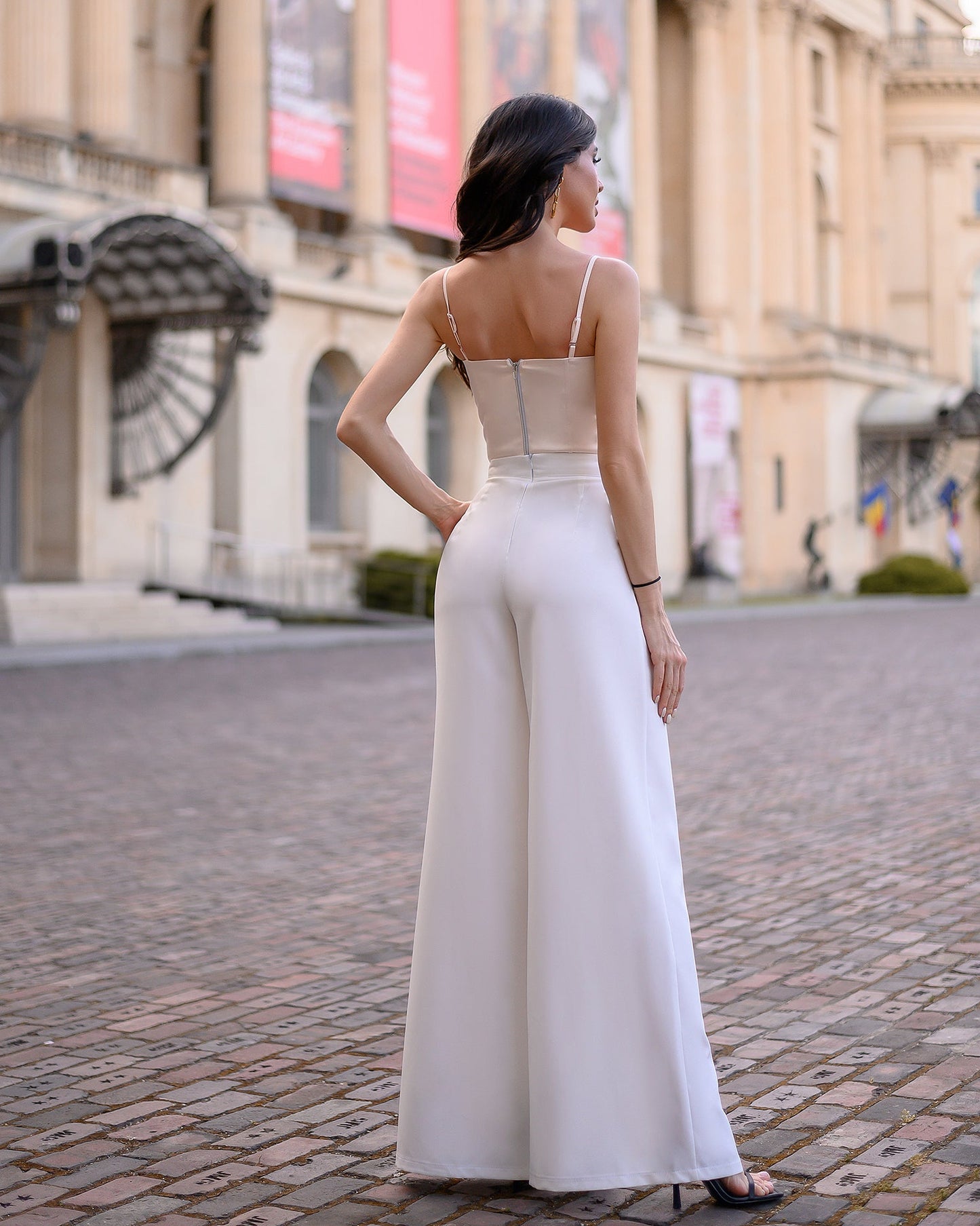 White High Waist Slit Cuff Сulottes