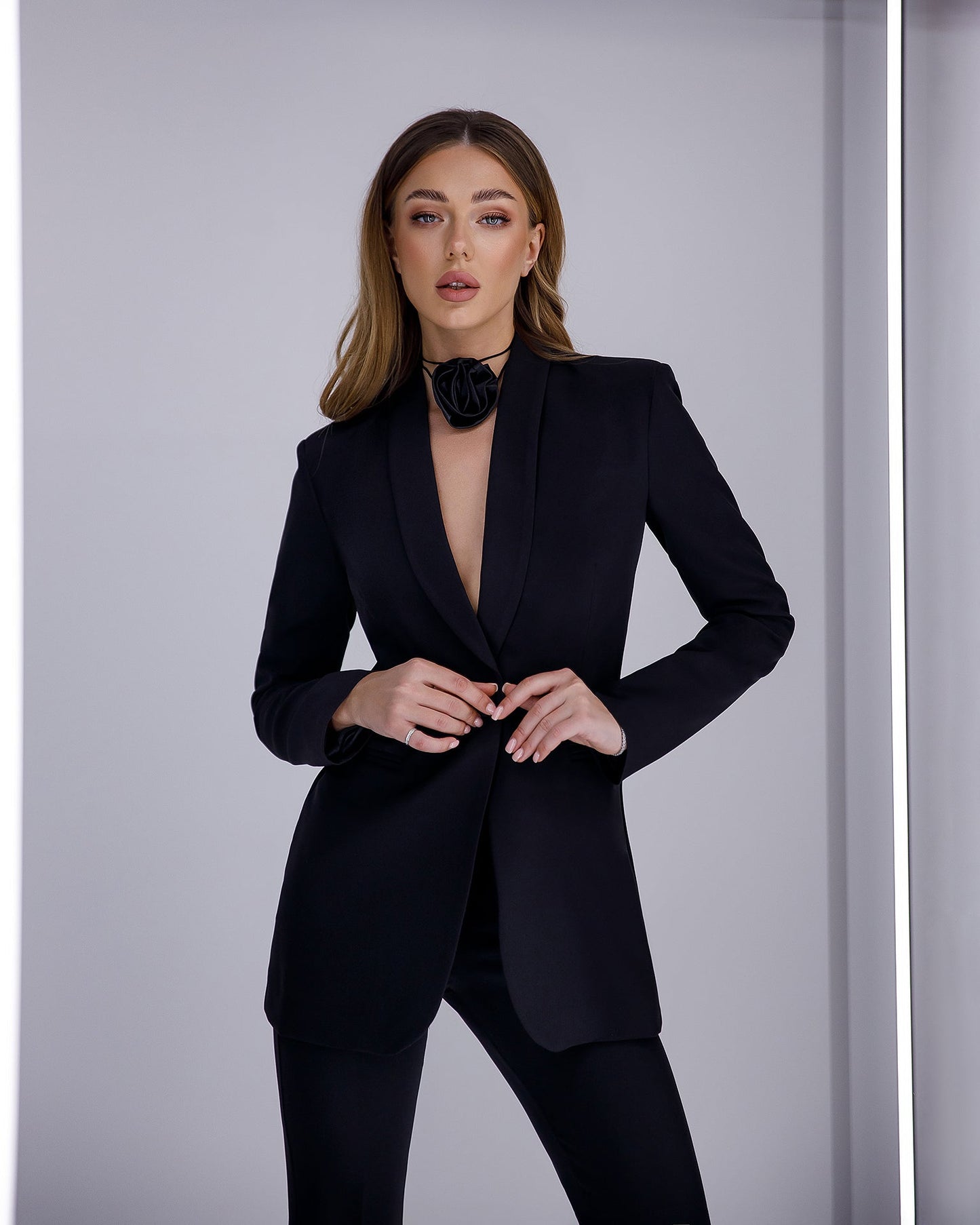 Black Shawl Lapel Suit 2-Piece