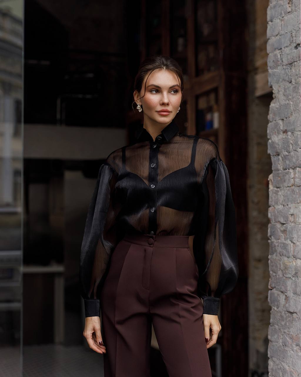 Chocolate Trendy Straight-Leg Pants.