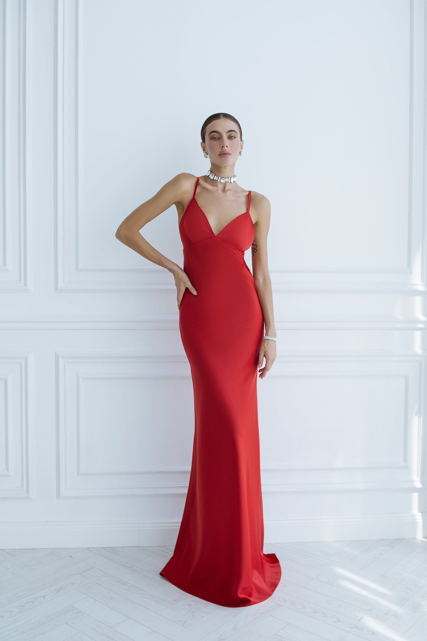 Red Satin Slip Maxi Dress