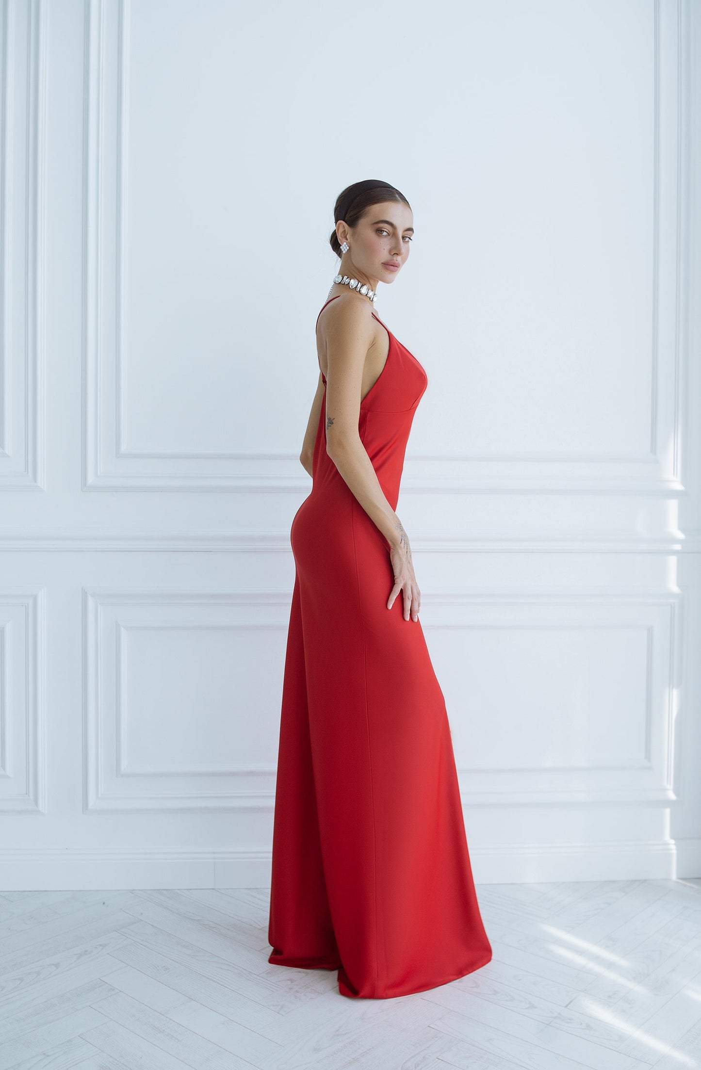 Red Satin Slip Maxi Dress