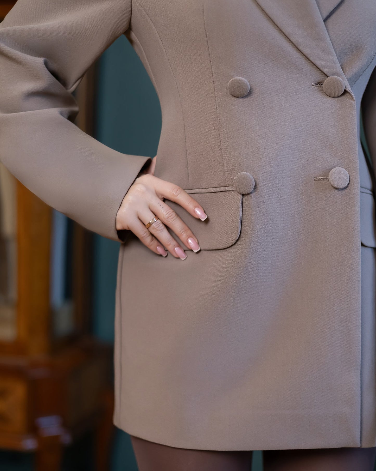 Sienna Mocco Double-Breasted Blazer Mini Dress