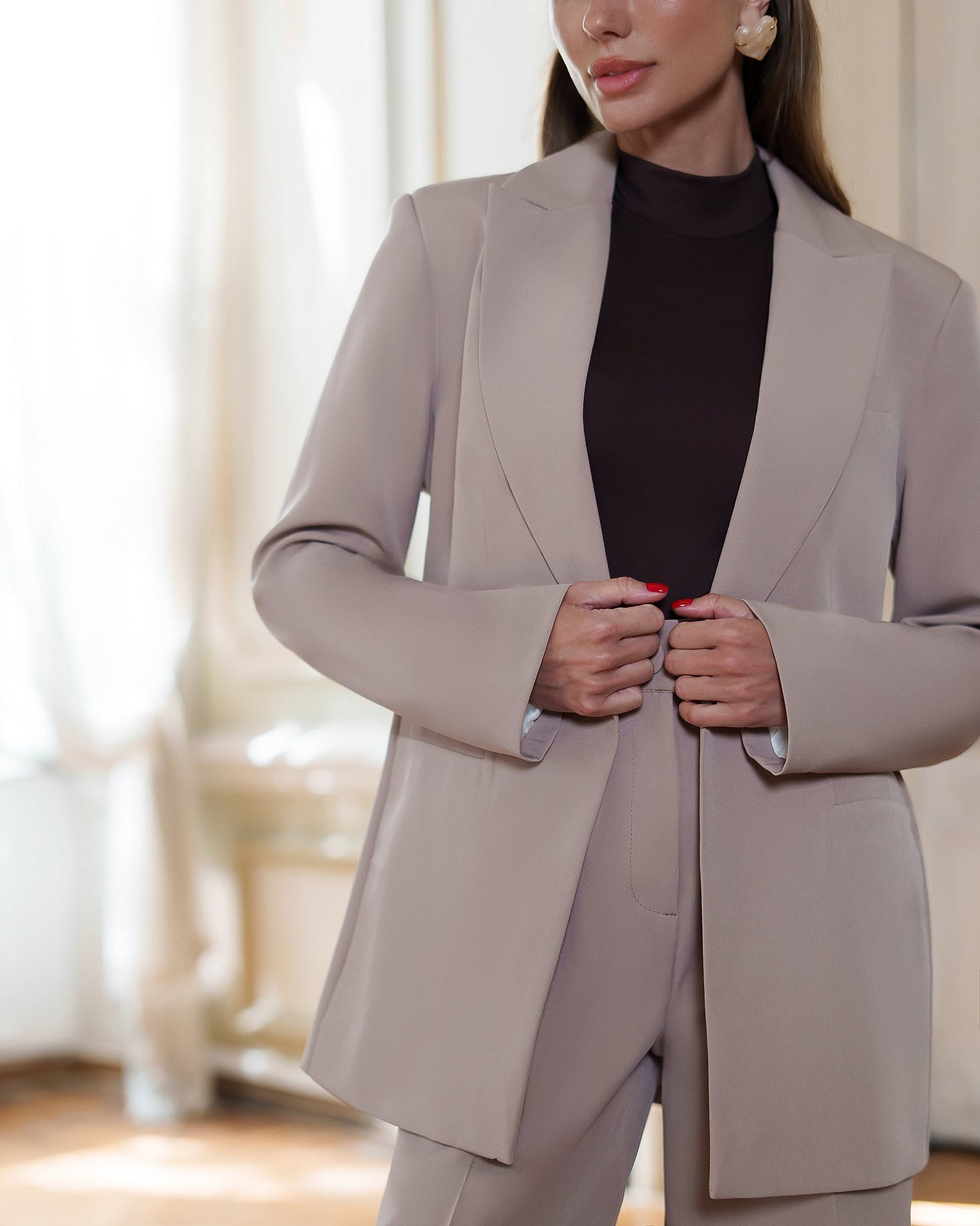 Monica Beige Single-Breasted Suit 2-Piece