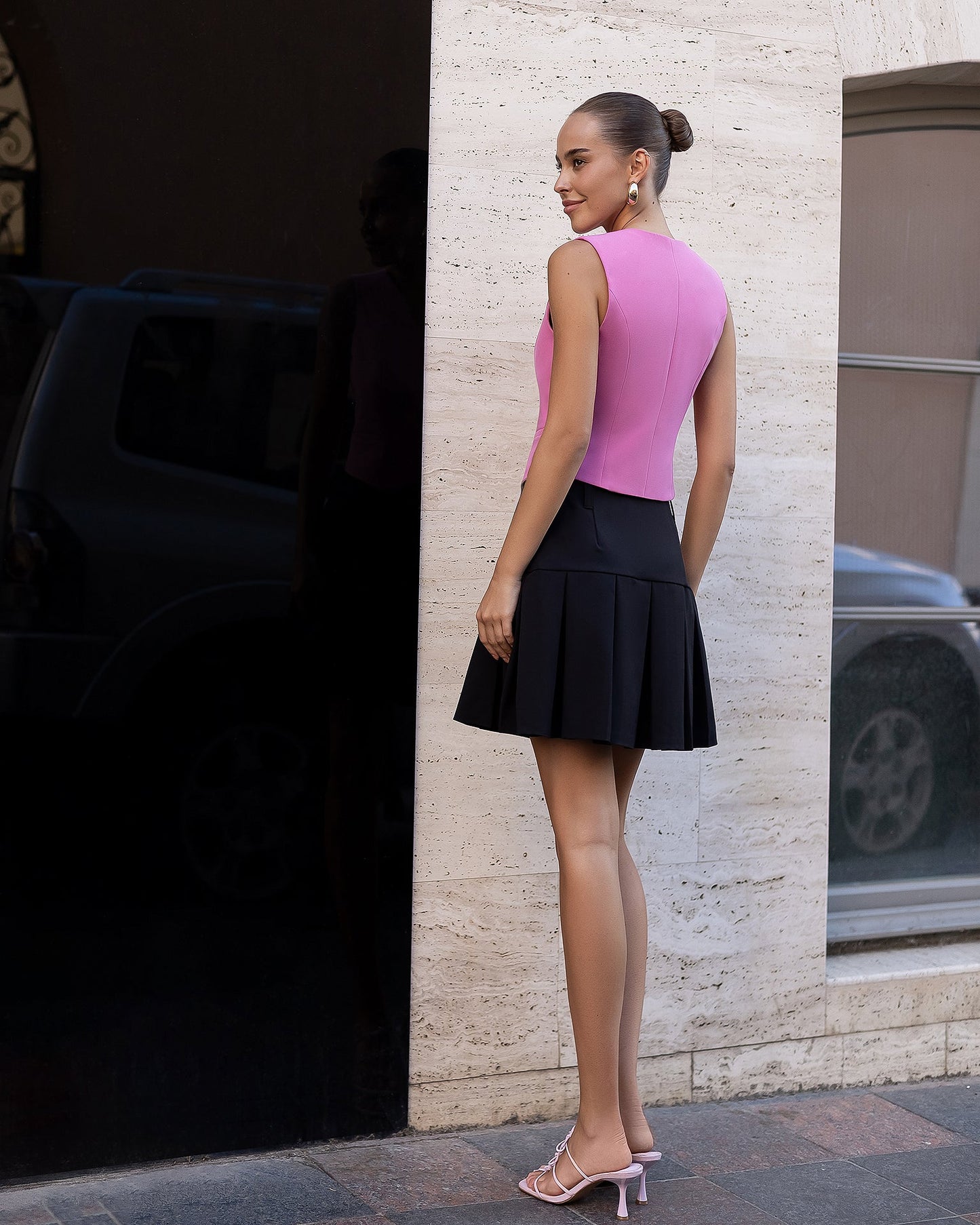 Gloria Dusty Pink V-Neck Button-Front Vest