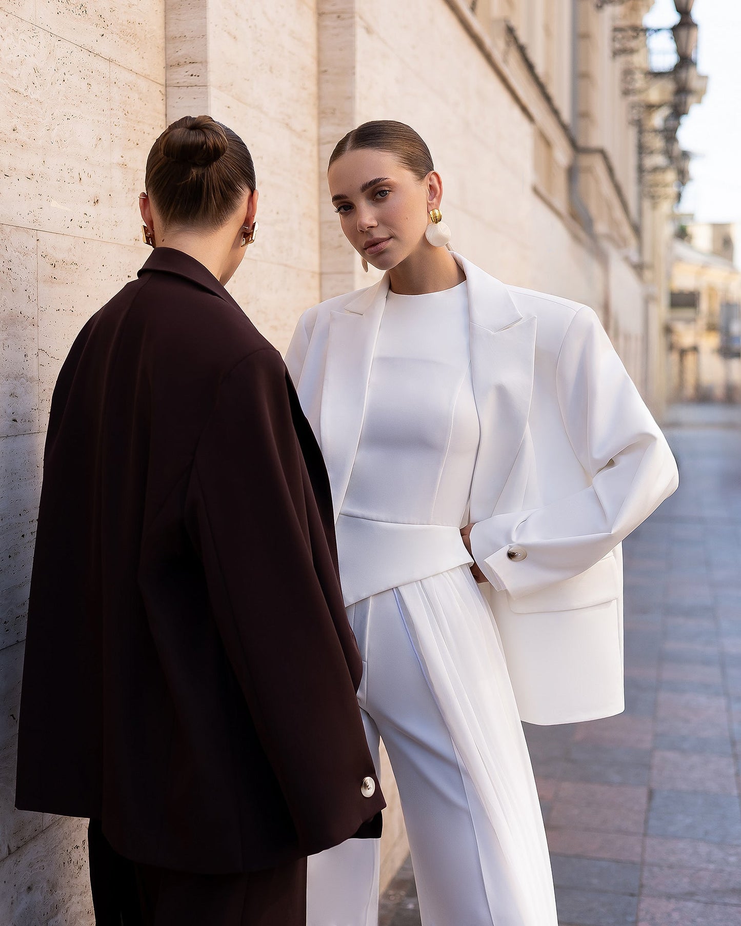 Bella Brown Oversized Double-Breasted Jacket