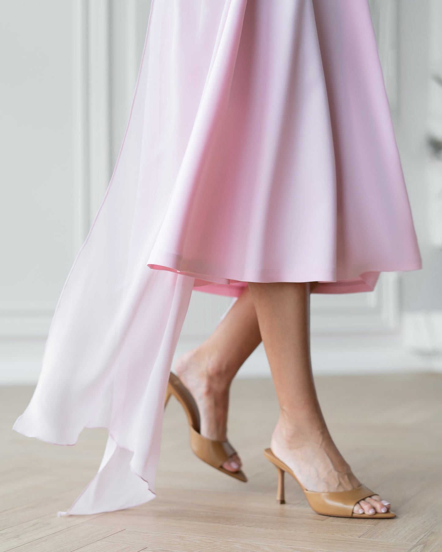 Stella Dusty-Pink Square Neck Backless Midi Dress