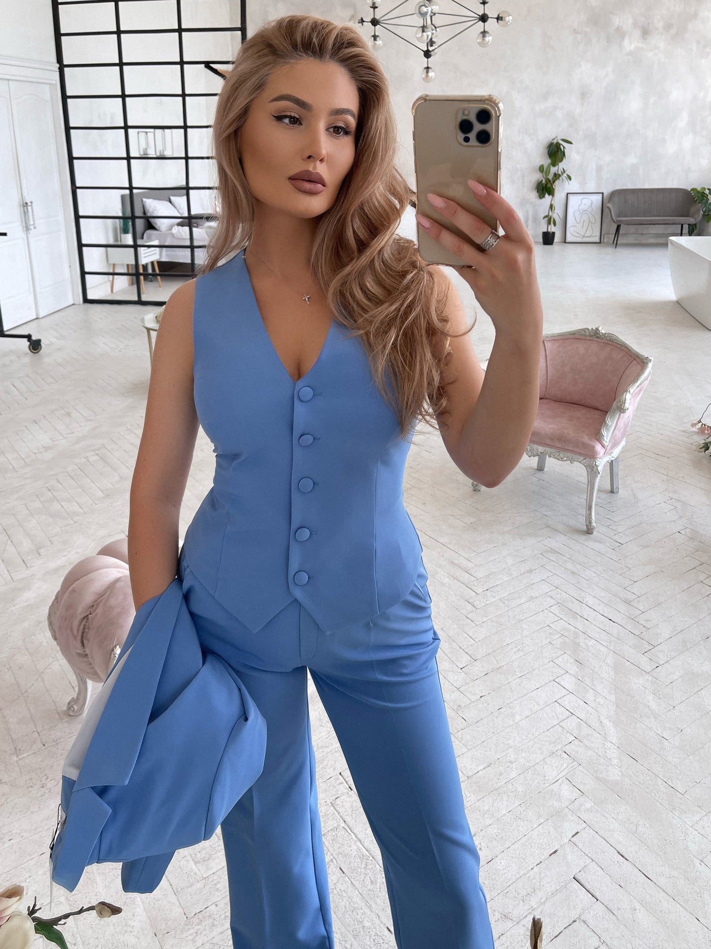 Blue Regular-Fit 3-Piece Suit