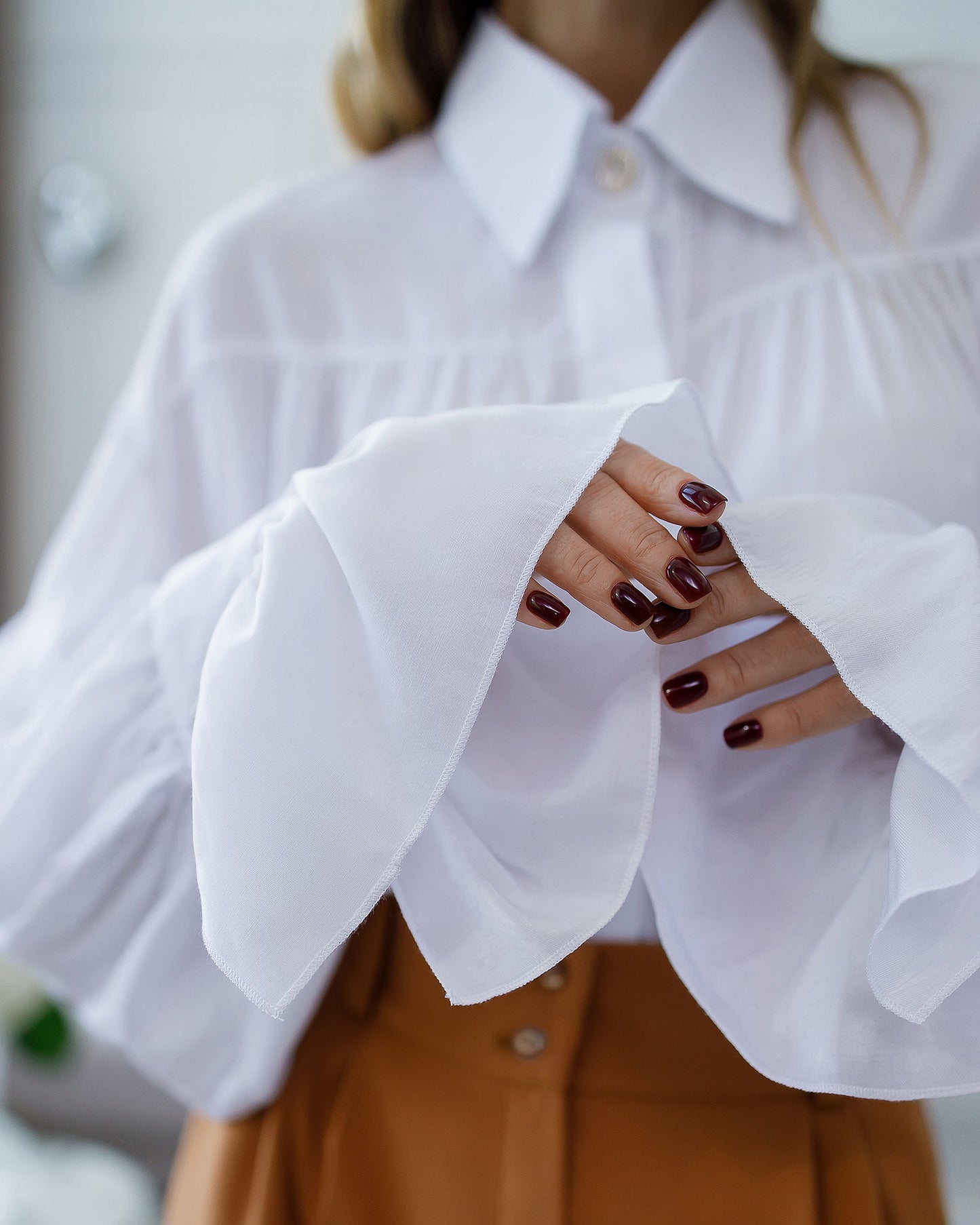 Monica Camel High-Waisted Pleated Palazzo Pants