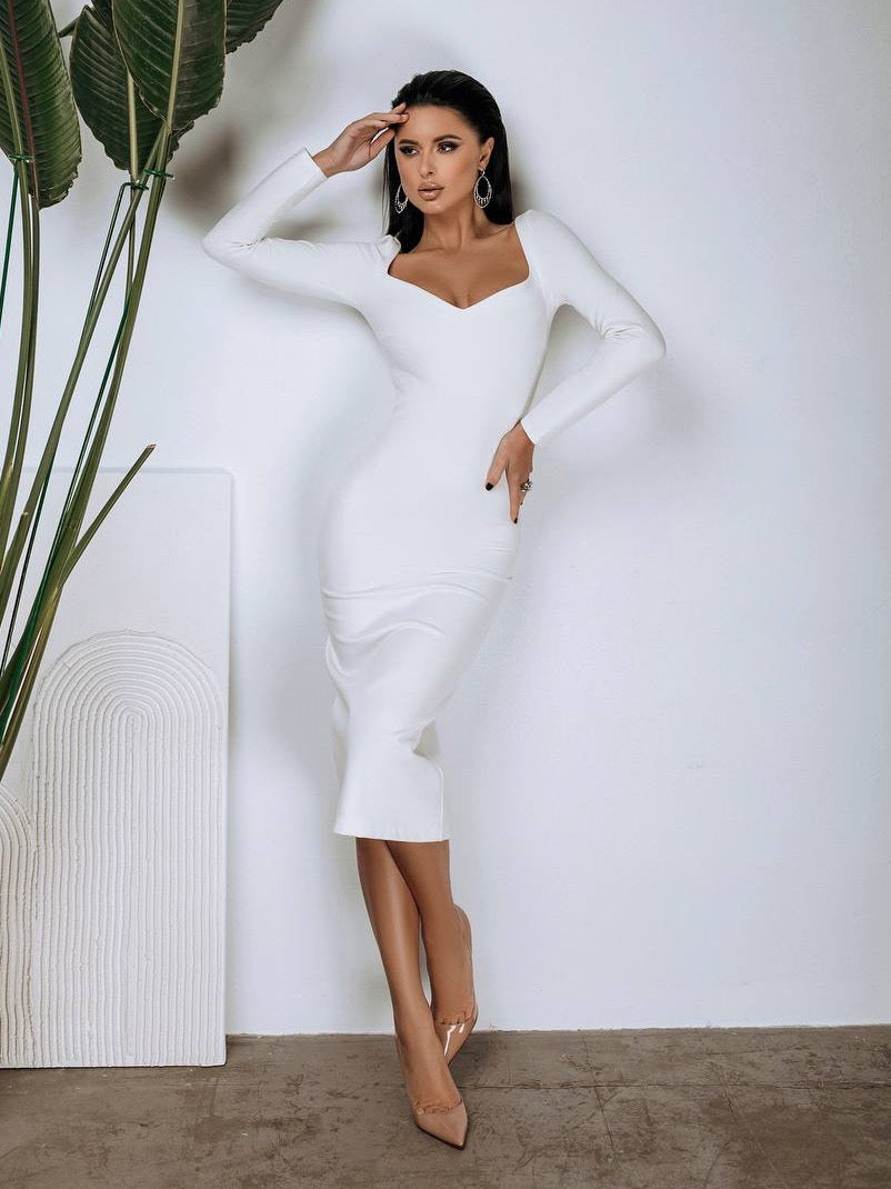 trinarosh Alexa Queen Anne Neckline Midi Dress