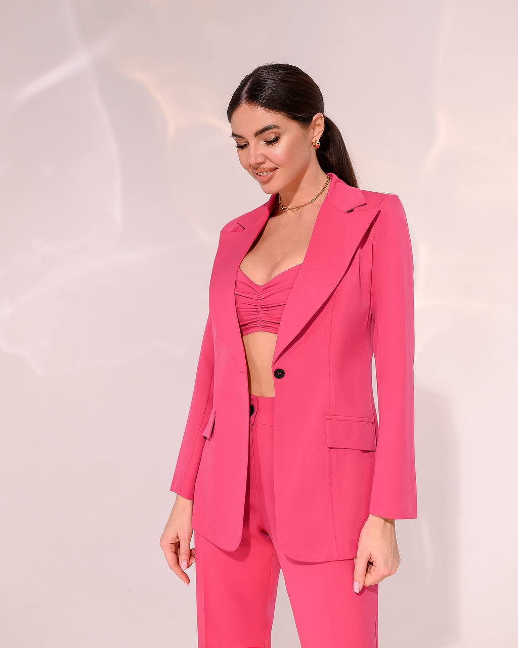 trinarosh Crimson Casual 3-Piece Suit With Straight Leg Trousers And Top