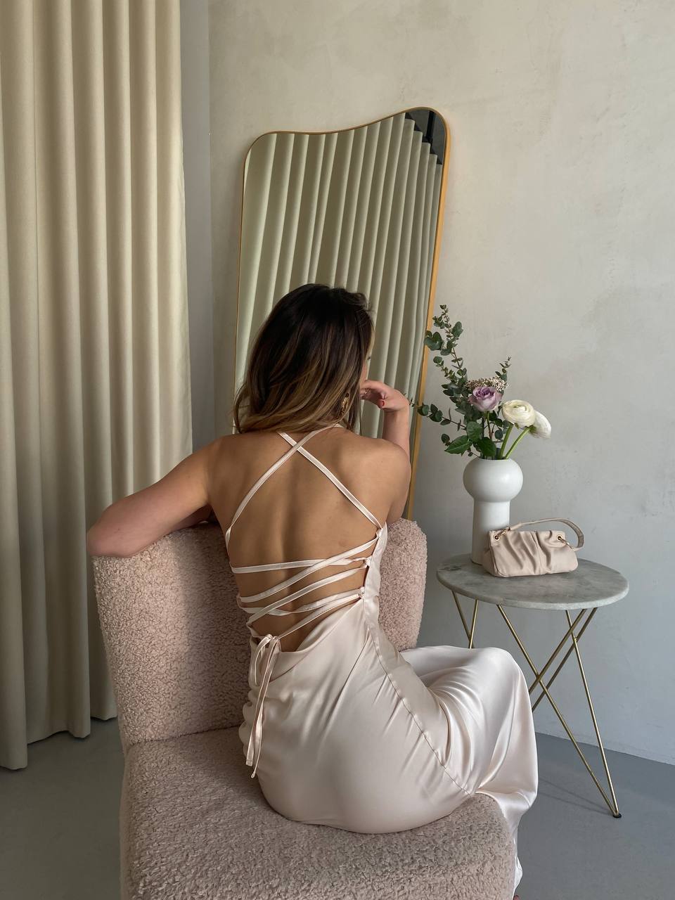trinarosh Backless Silk Slip Midi Dress