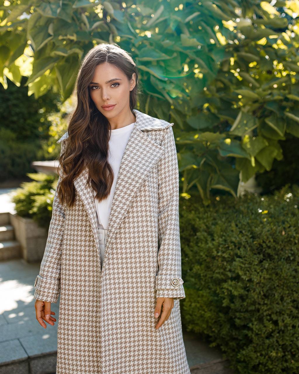 trinarosh Casual Mustard Checked Belted Coat