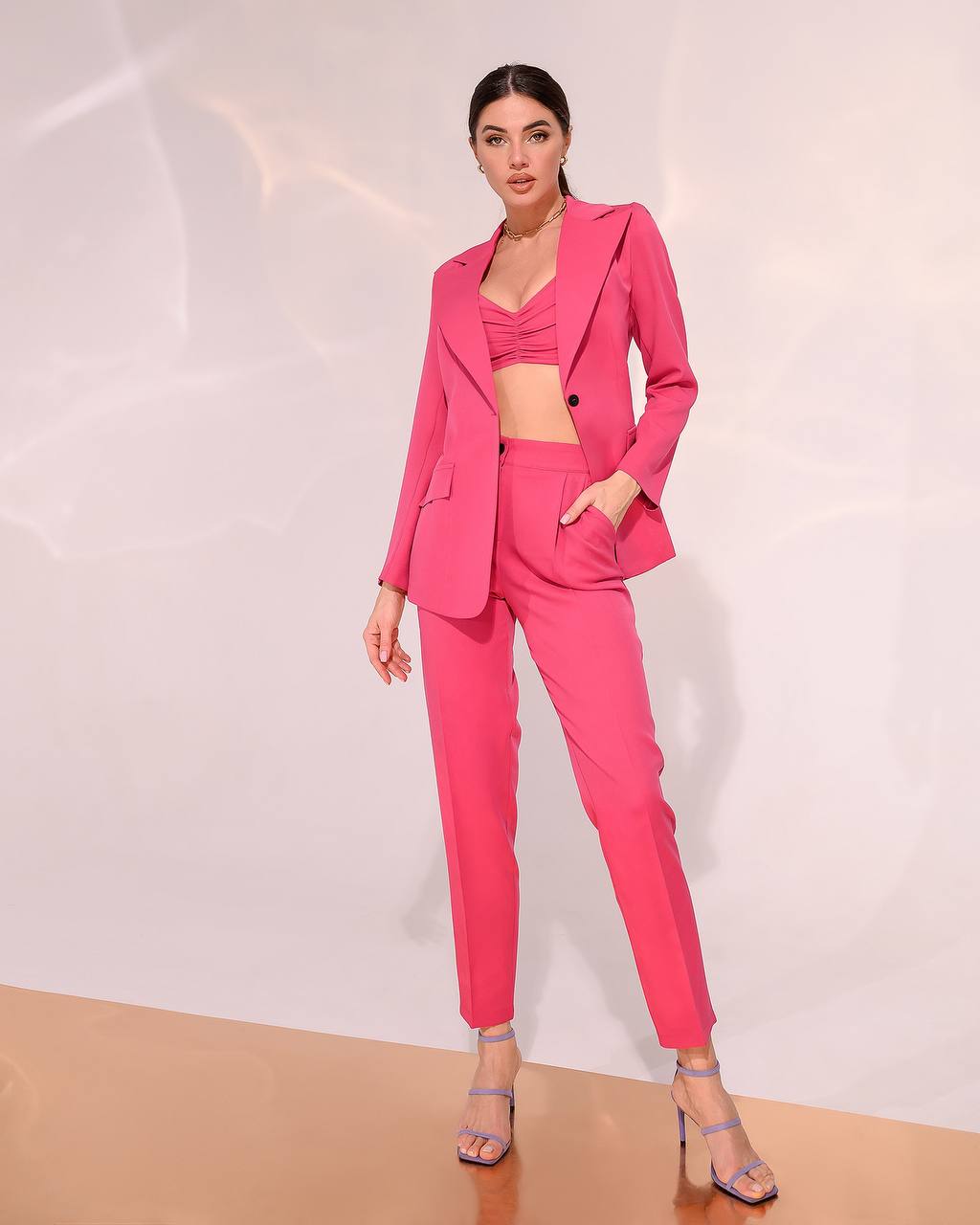 trinarosh Crimson Casual 3-Piece Suit With Straight Leg Trousers And Top