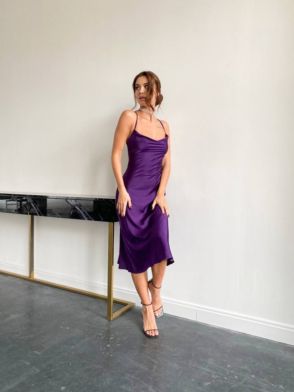 trinarosh Backless Silk Slip Midi Dress