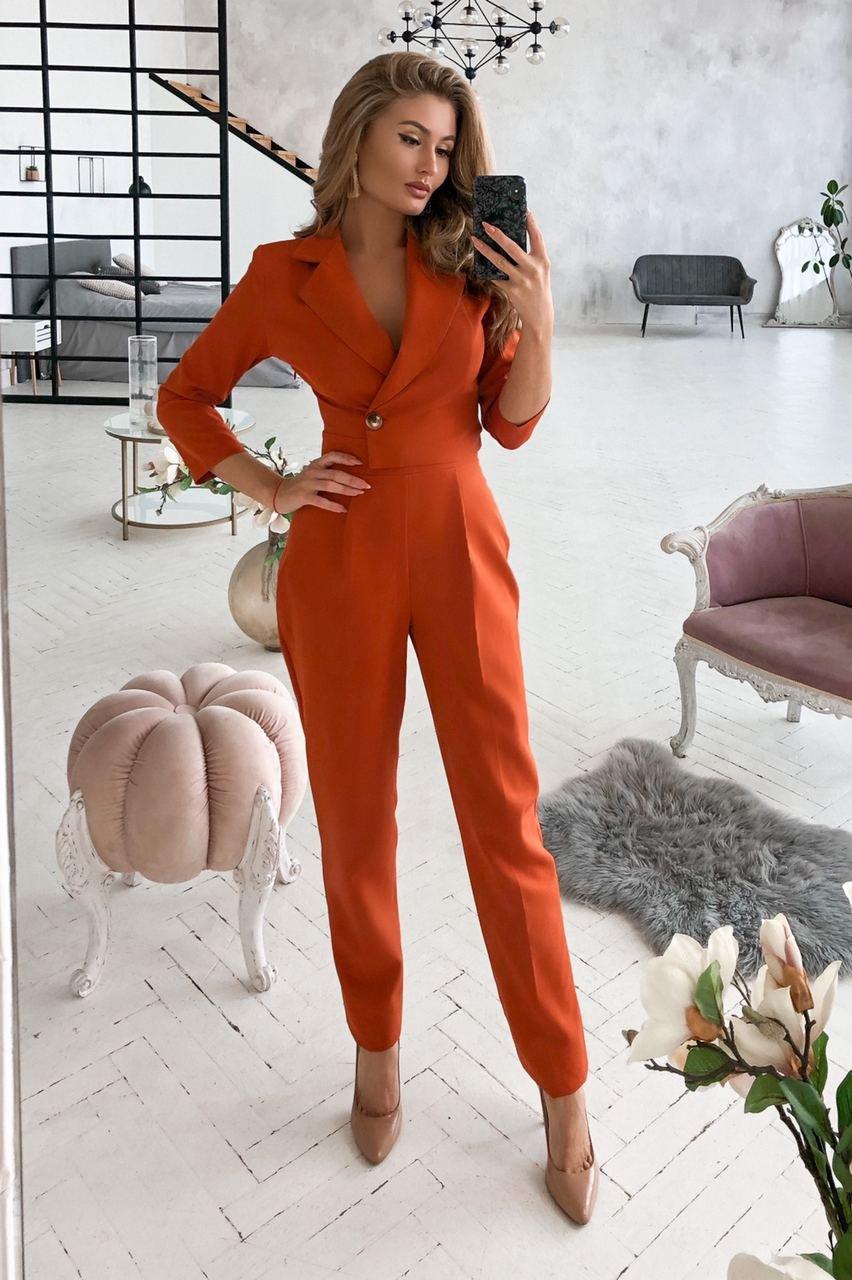 trinarosh Terracotta Formal One-Button Jumpsuit