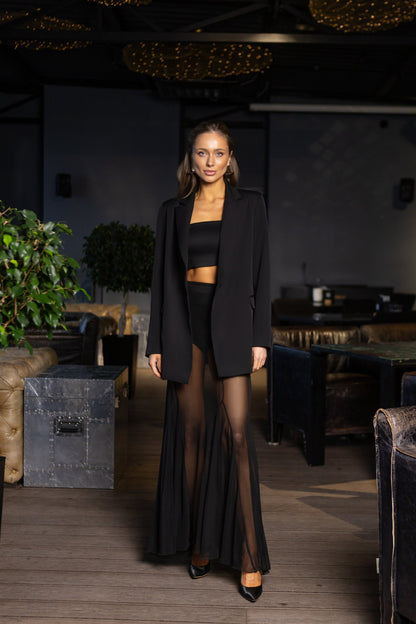 Gloria Black Single-Breasted Blazer