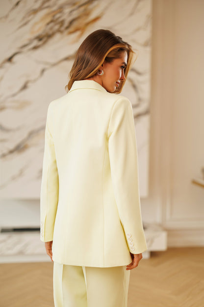 Selene Lemon Single-Breasted Relaxed-Fit Suit 2-Piece