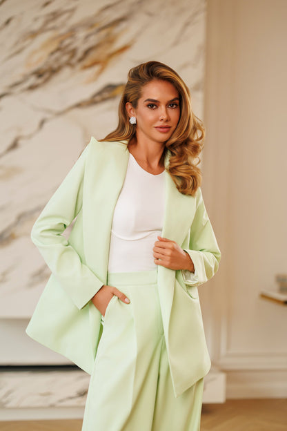 Selene Olive Single-Breasted Relaxed-Fit Suit 2-Piece