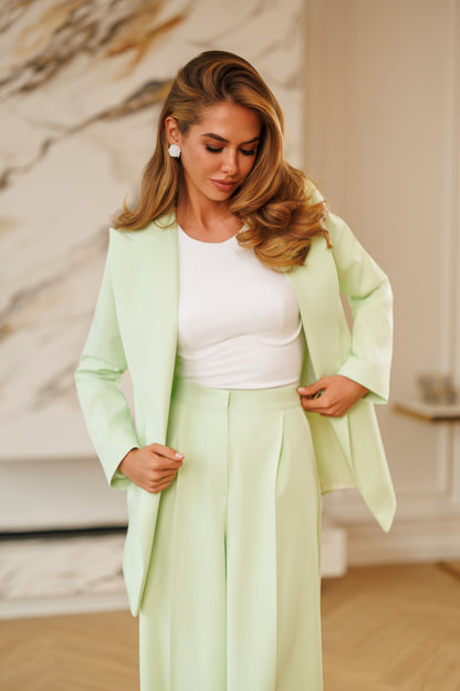 Selene Olive Single-Breasted Relaxed-Fit Suit 2-Piece