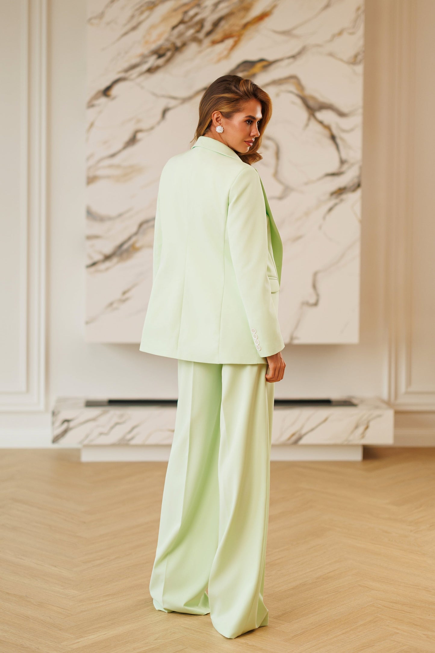 Selene Olive Single-Breasted Relaxed-Fit Suit 2-Piece
