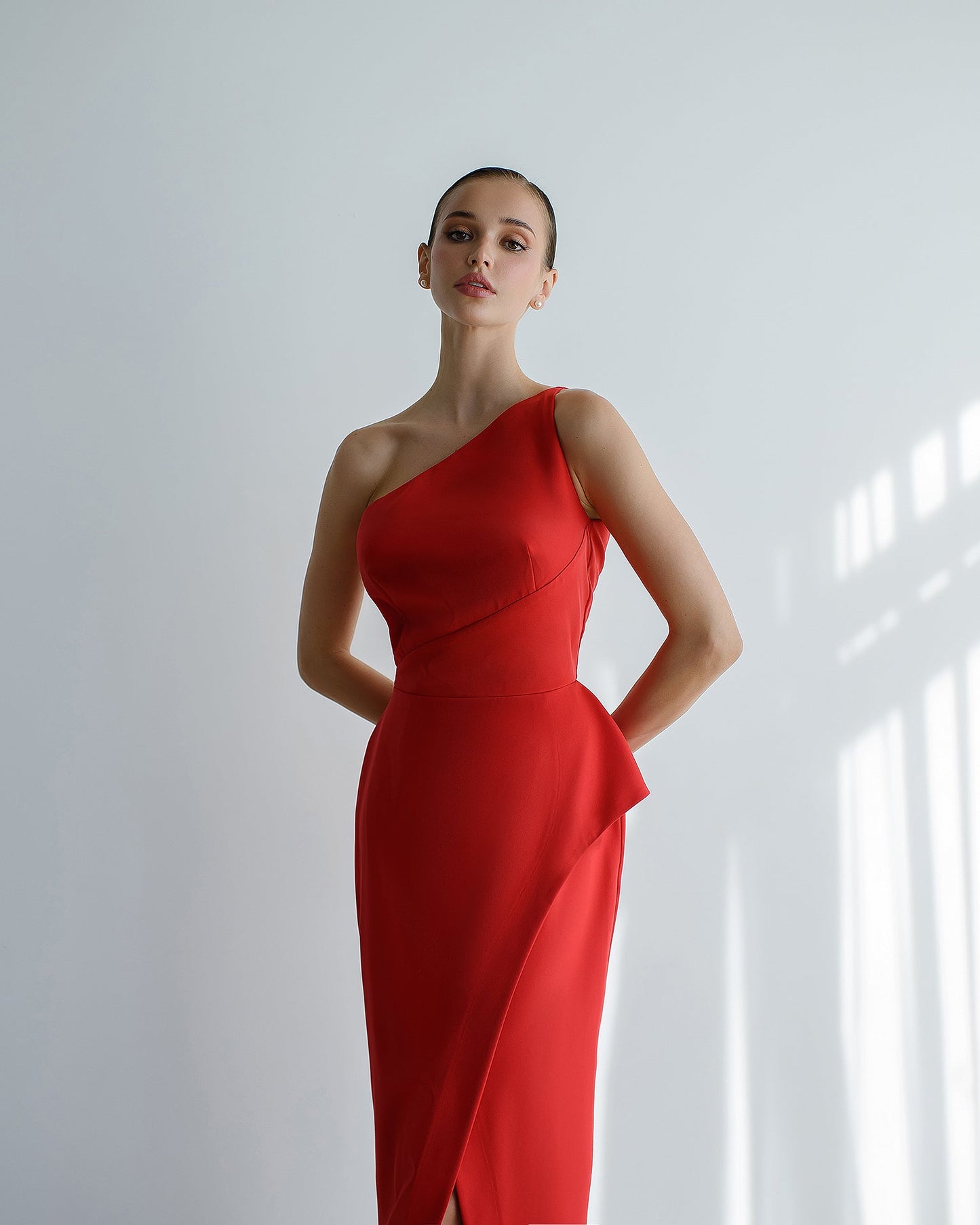 Red Asymmetric Sleeveless Maxi Dress