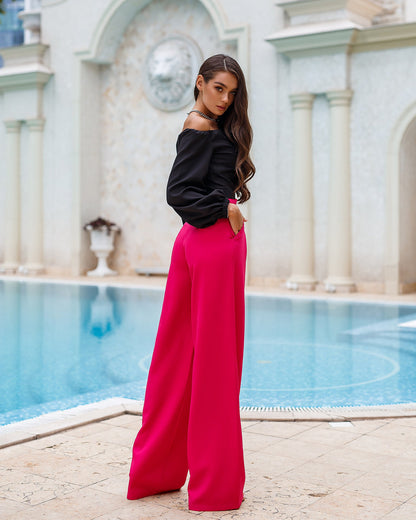 Black Off-The-Shoulder Puff-Sleeve Top