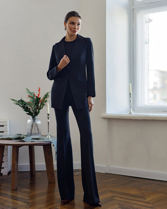 Monica Black Single-Breasted Suit 2-Piece