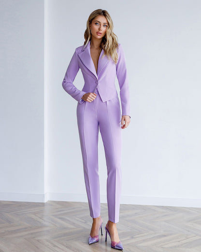 Lavender Crop Jacket Suit 2-Piece