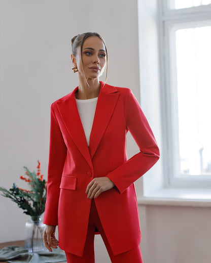 Monica Red Single-Breasted Suit 2-Piece