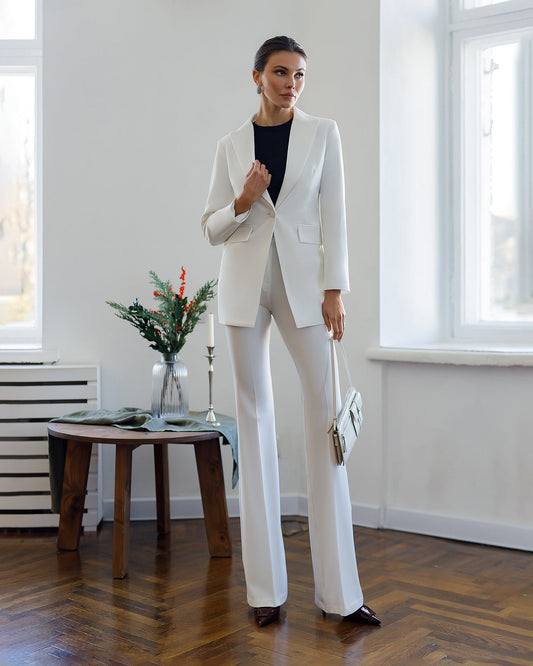 Monica White Single-Breasted Suit 2-Piece