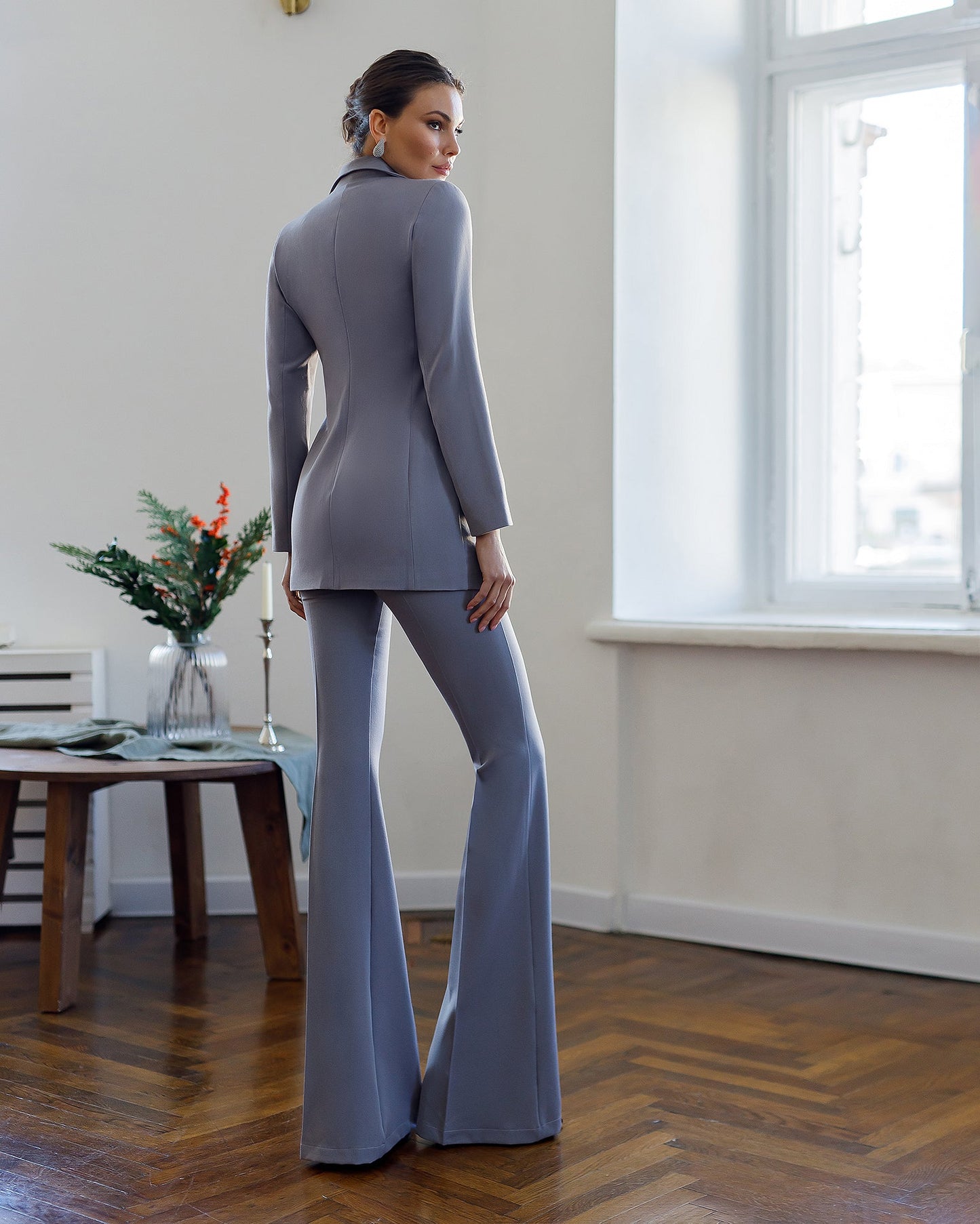 Monica Grey Single-Breasted Suit 2-Piece