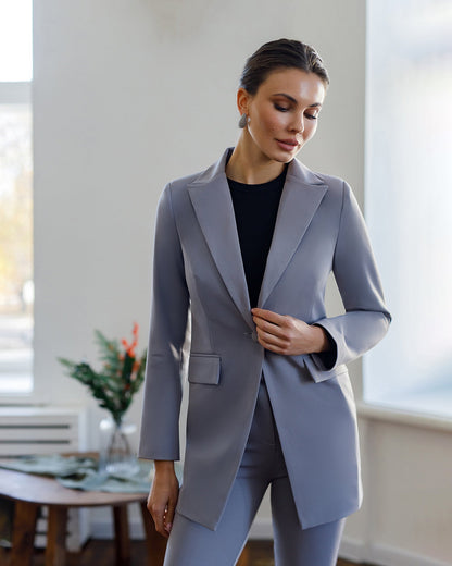 Monica Grey Single-Breasted Suit 2-Piece