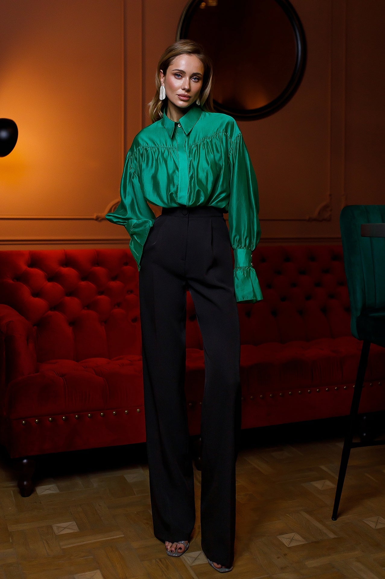Monica Black High-Waist Flared Pants