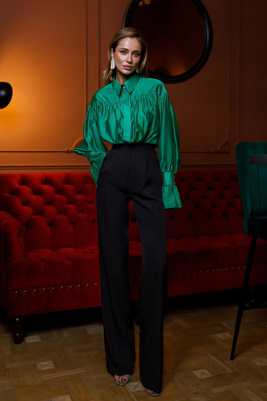 Monica Black High-Waist Flared Pants