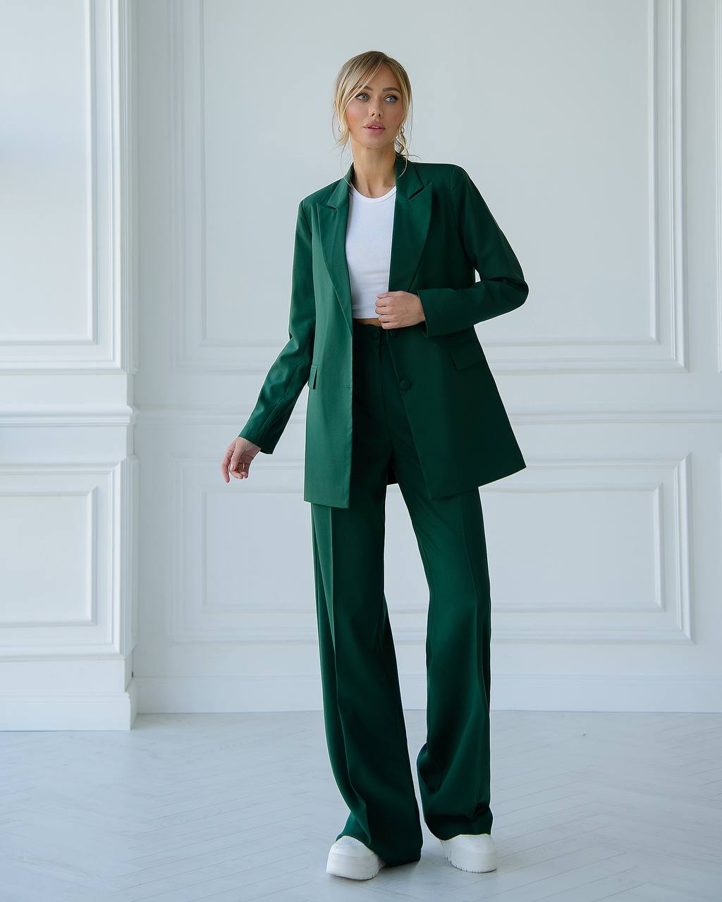 Green Wide-Leg Suit 2-Piece