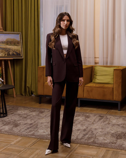Gloria Brown Single-Breasted Suit 2-Piece