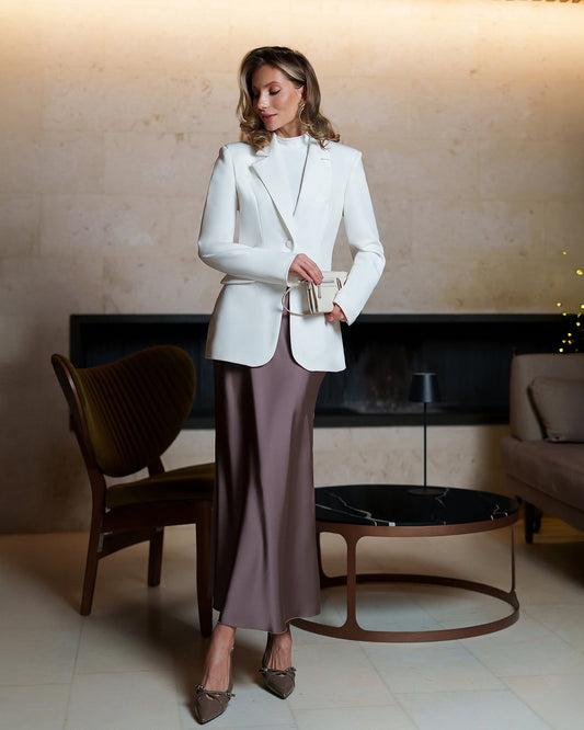 Monica Brown Satin Midi Slip Skirt