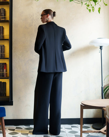 Monica Black Peak Lapel Wide-Leg Suit 3-Piece