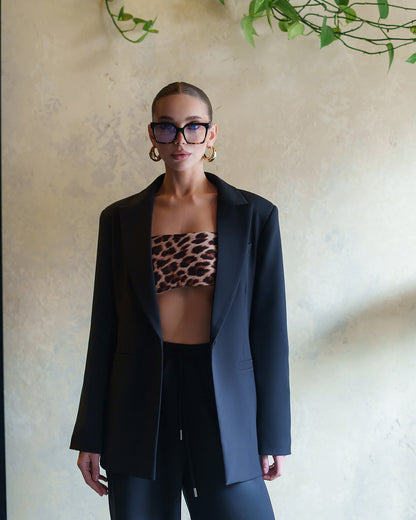 Monica Black Peak Lapel Wide-Leg Suit 3-Piece