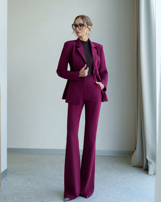 Chloe Bordeaux Single-Breasted Suit 2-Piece