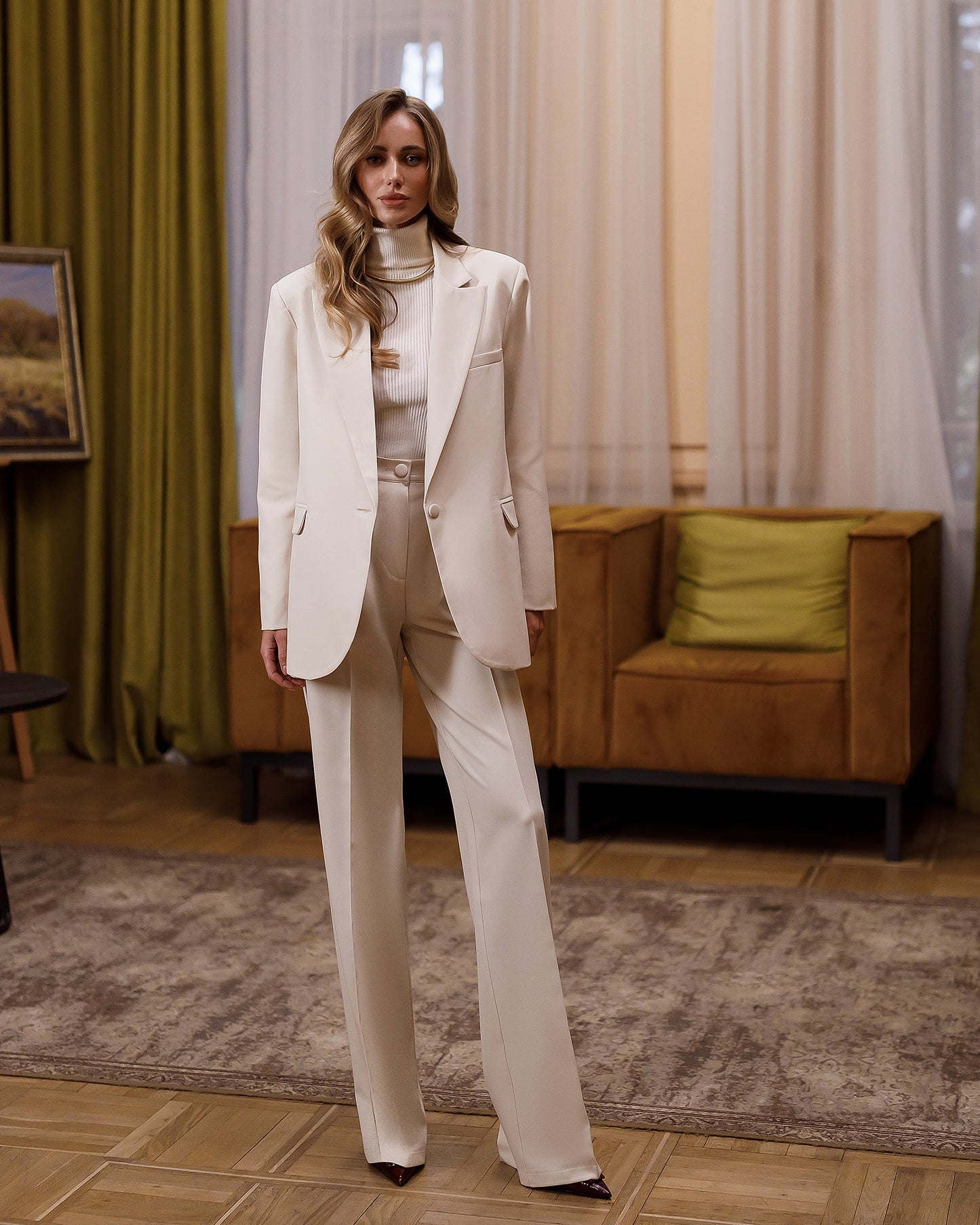 Gloria White Single-Breasted Suit 2-Piece