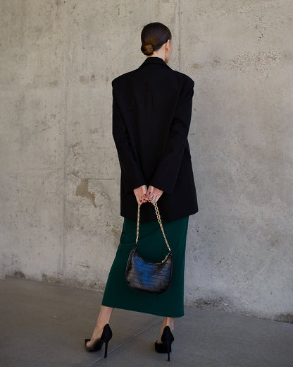 Emerald Front-Slit Midi Skirt